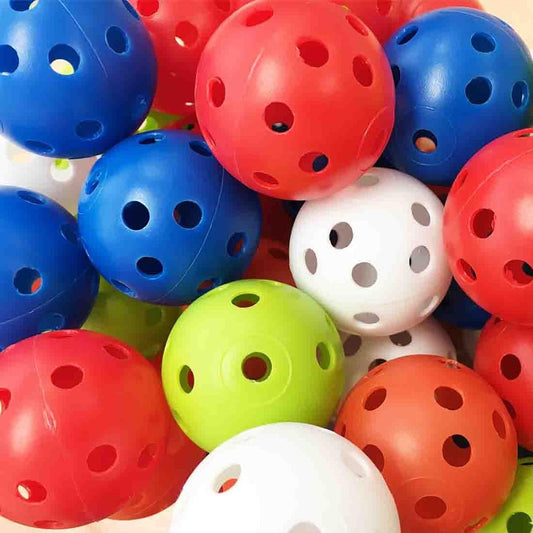 Nanmara Golf Practice Balls, 50 Balls, Perforated, Lightweight, Practice Balls, Pea Balls, Hollow Balls, Set of 50, Indoor, Indoor, Outdoor (5 Colors Mixed Assortment)