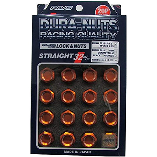 [RAYS] Duralumin Lock & Nut Set for L32 5H M12X1.5 Orange Anodized 74020001105OR