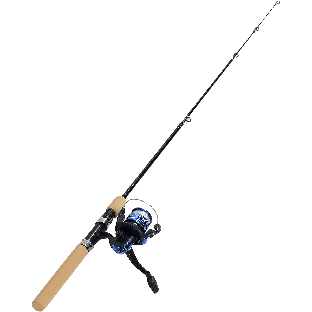 VILTAGE Fishing Rod Set [Compact Rod Spinning Reel] Rod Total Length 100cm with Line (Blue) Rod Case Included