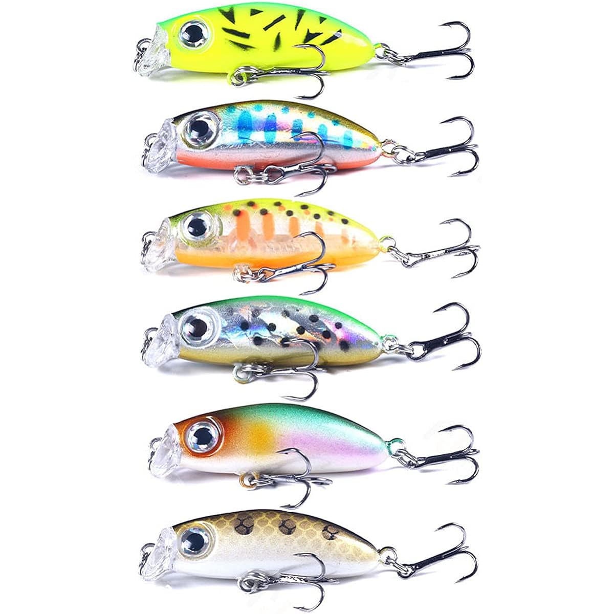 Sinking Minnow Lure Minnow Set Fishing Lure Trout Mountain Stream Baku Fishing Heavy Sinking Fishing Tackle Set Yamame Char Rainbow Trout [42mm 3.1g Set of 6 with case]