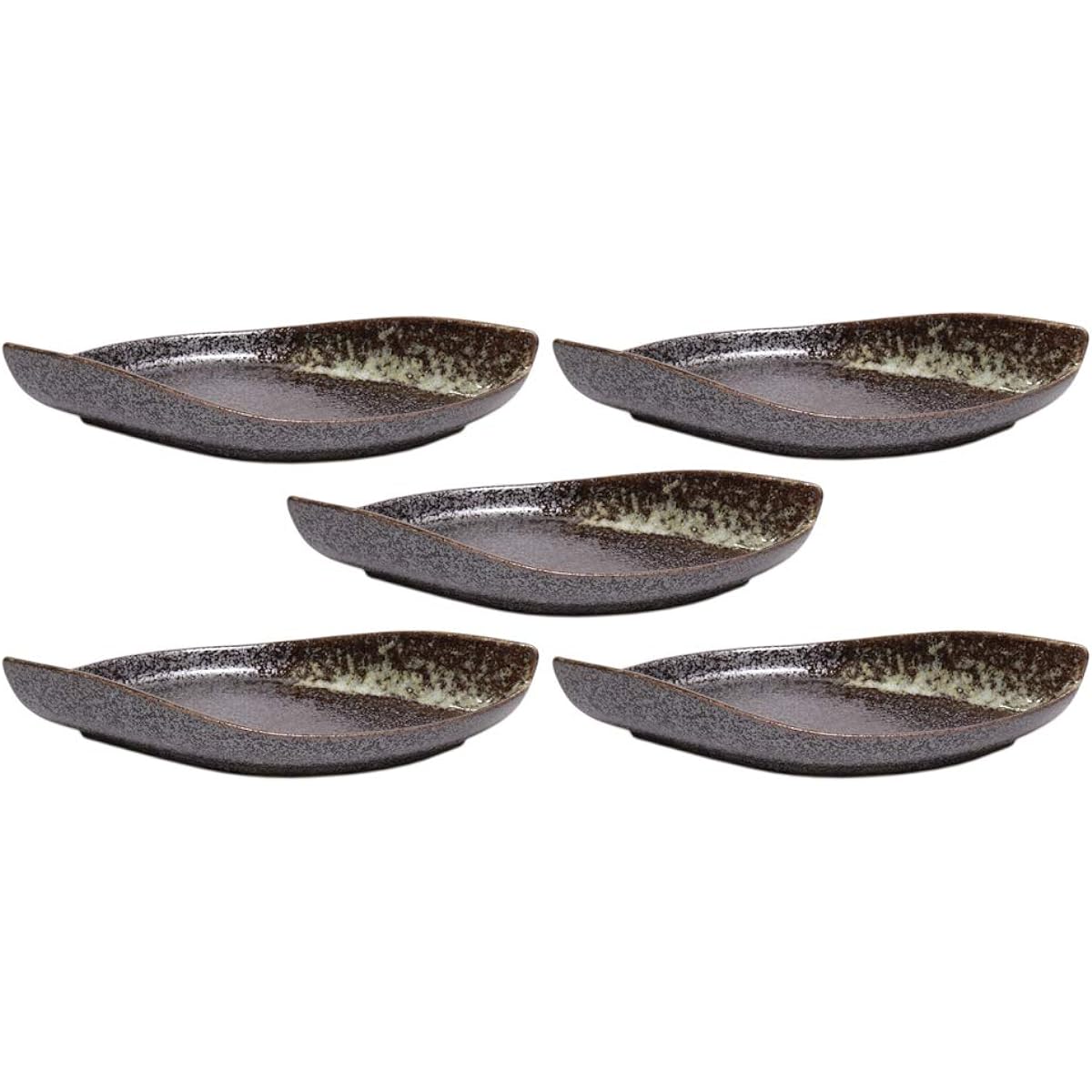 Set of 5 Sashimi bowls with oil droplet white spray bowl [285 x 130 x 53mm] Japanese tableware, restaurants, inns, restaurants, commercial use