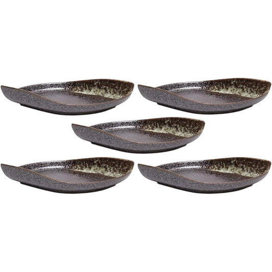 Set of 5 Sashimi bowls with oil droplet white spray bowl [285 x 130 x 53mm] Japanese tableware, restaurants, inns, restaurants, commercial use