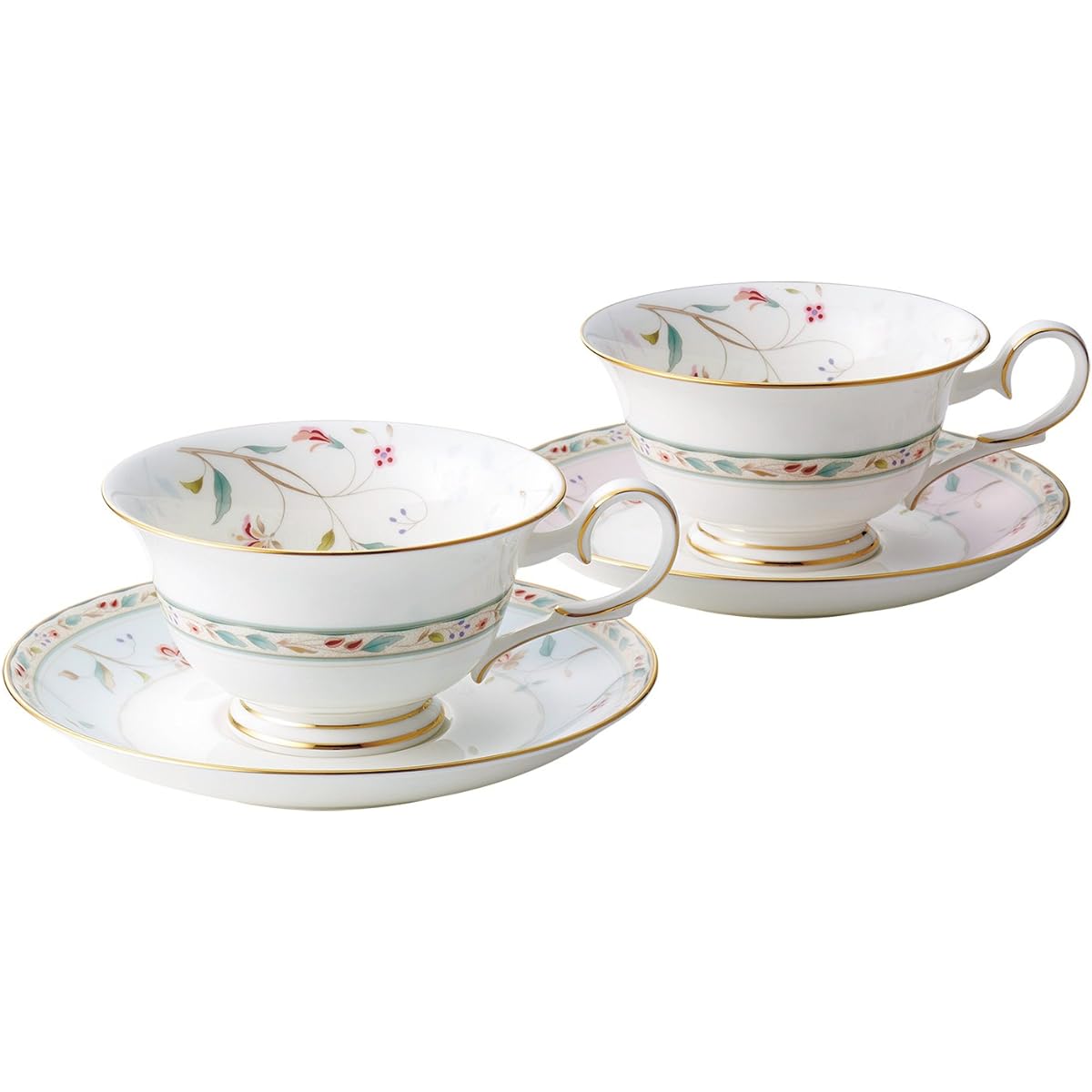 Noritake Cup & Saucer (color-changeable pair set) (for coffee and tea) 215cc Hanasara 2 guests Pink/Blue Bone China P50717A/4409-56