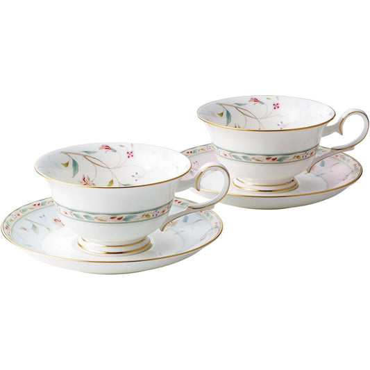 Noritake Cup & Saucer (color-changeable pair set) (for coffee and tea) 215cc Hanasara 2 guests Pink/Blue Bone China P50717A/4409-56