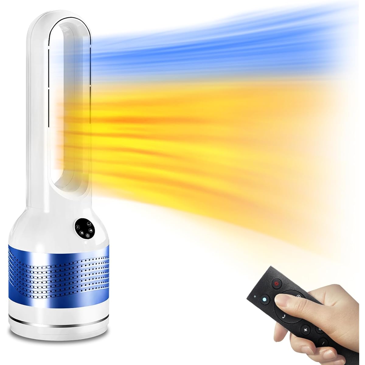 Fenadek Ceramic Heater, Bladeless Ceramic Heater, Fan Heater, Electric Fan Heater, Electric Fan Heater, 8 Stage Heater, DC Motor, 2 Second Speed Warm, 12 Tatami Capacity, Energy Saving, Remote