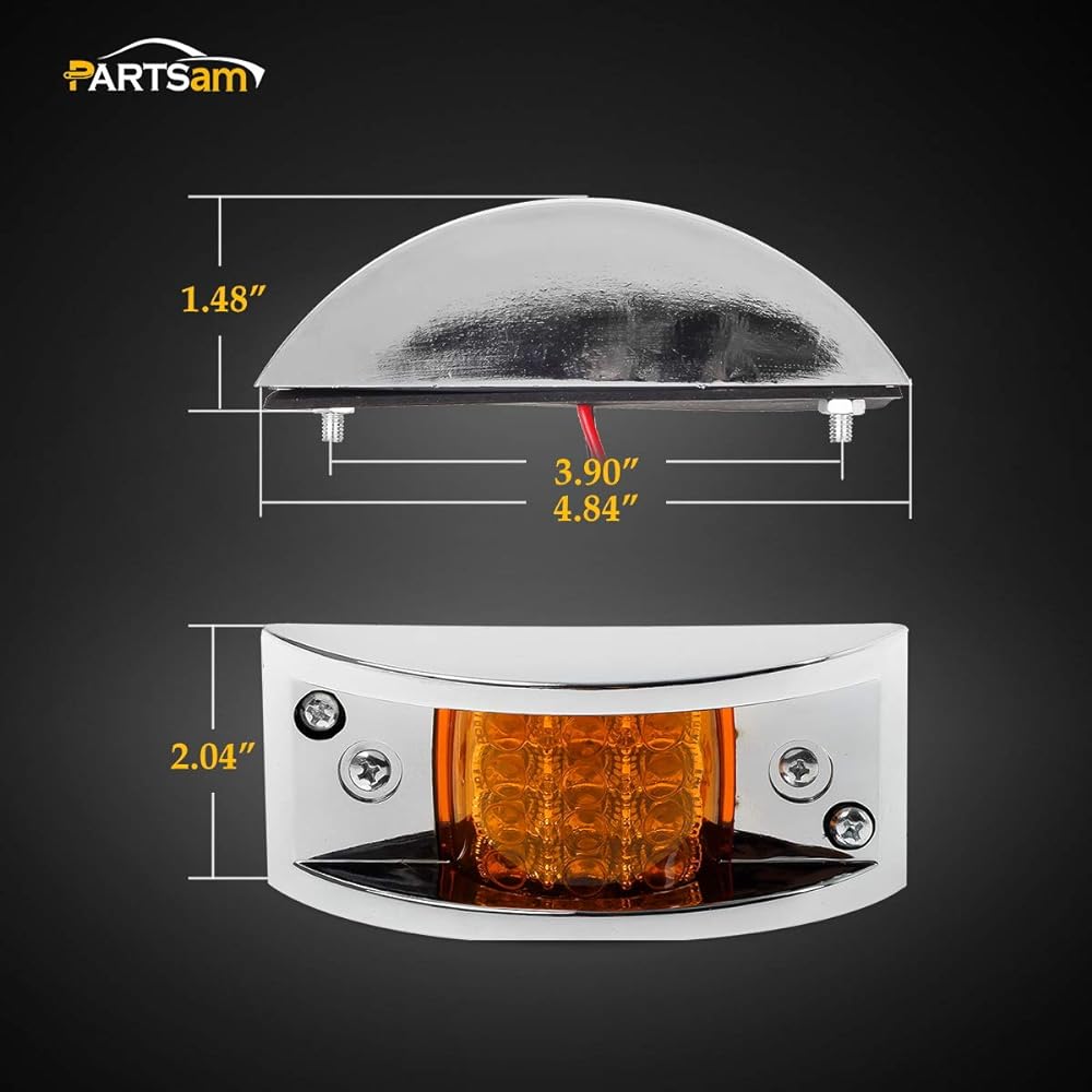 PARTSAM Track Trailer Amber LED 12 chrome plating LED marker clearance light 2 seals