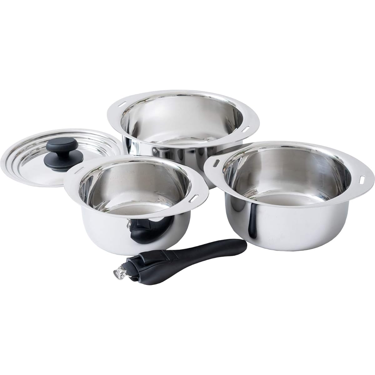 Miyazaki Seisakusho Jutoku Pot Pot Set Sauce Pot (16/18/20cm) Dual-purpose Lid One Hand Handle JN-ST-1