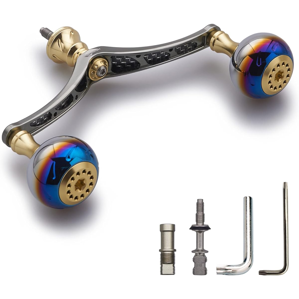 HEIGHTEN 110mm Reel Handle (Carbon & Aluminum Combined) with 30mm Knob for Shimano (Shimano) Daiwa (DAIWA) General Spinning Reel Arch Aurora
