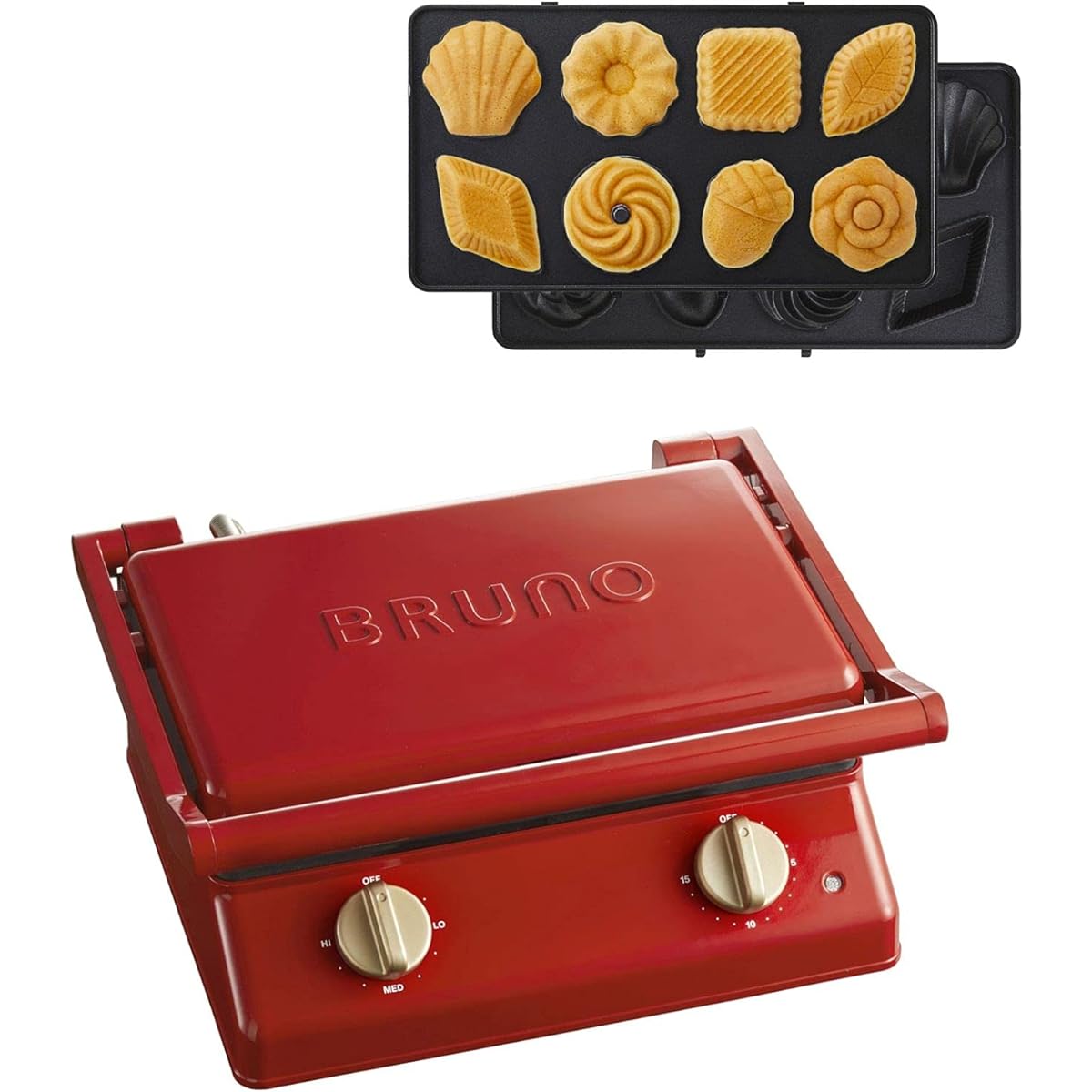 BRUNO Grill Sand Maker Double Mini Cake Plate Set Red No Size BOE084