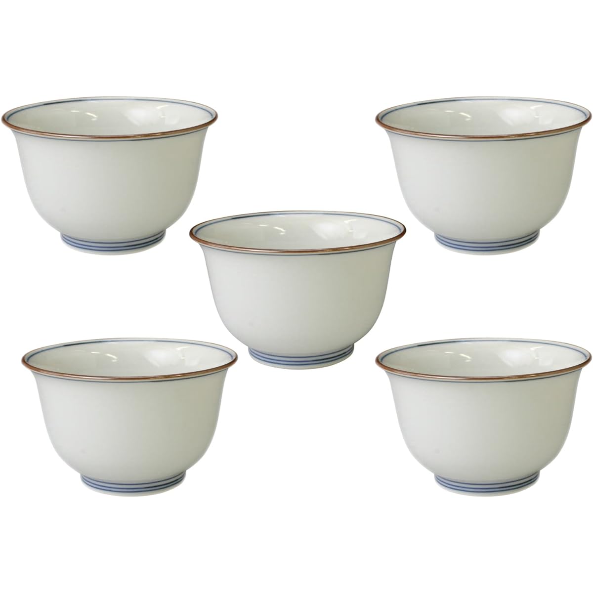 Kyoto ware, Kiyomizu ware, Houzan kiln tea bowl set (in presentation box), dyed flower crest QHS450