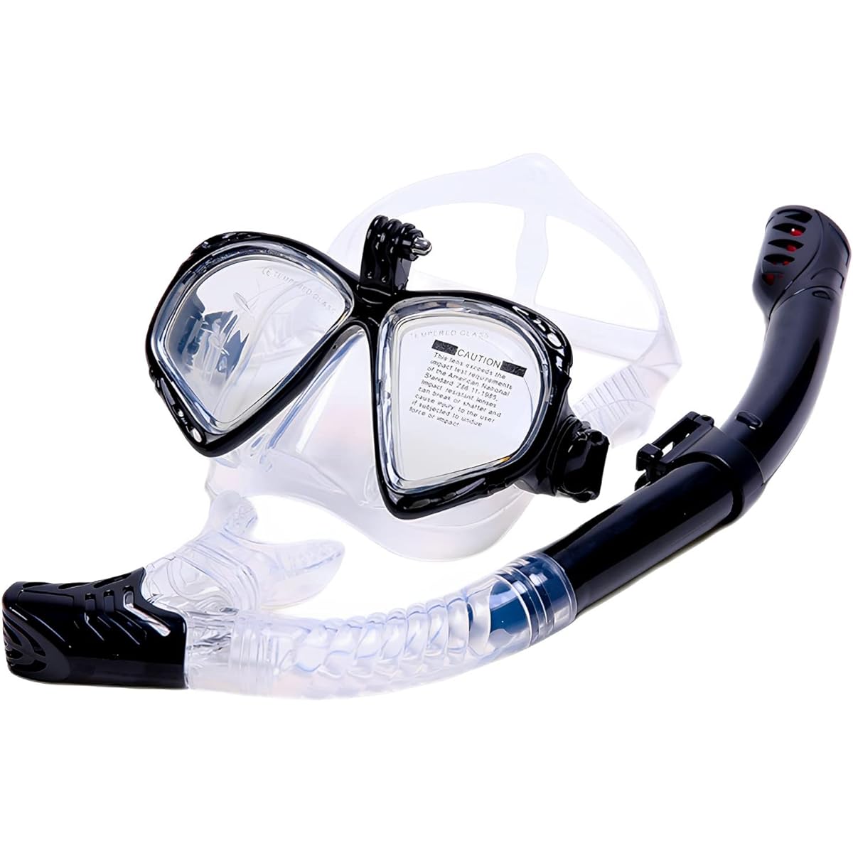 REYGEAK Snorkel Set Snorkeling 2 Piece Set Snorkel Camera Mount Compatible with GoPro 180° Viewing Frameless Swimming Face Mask Scuba Mouthpiece Diving Snorkel Mask for GoPro Hero Goggles Diving Glasses Underwater Glasses Anti-Fog Water Leak Prevention S