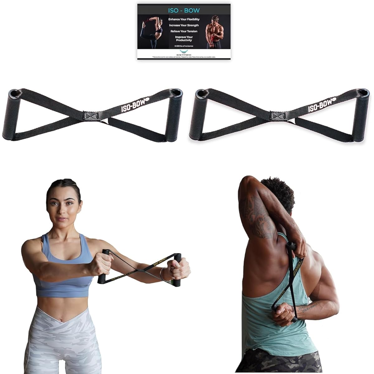 Tōgyū-shi Iso-Bow Pro - Bullfighter Pair: Isometric exercise equipment. Portable Home Fitness Training Strap to Improve Strength and Flexibility, Travel Stretching Tool for Yoga and Pilates (Doesn't Stretch)