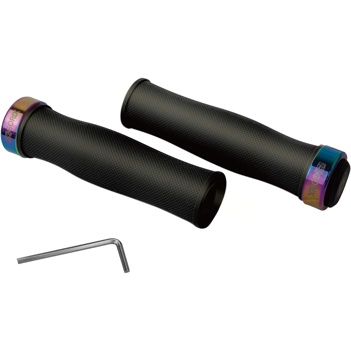 GORIX Bicycle Grip Silicone (GX-72) Lock-on Type/Shock Absorption/Handle Grip [MTB/Cross Bike, etc.] Oil Slick Ring