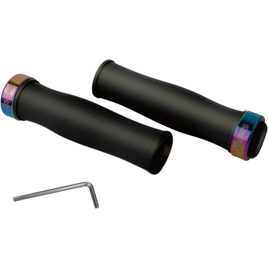 GORIX Bicycle Grip Silicone (GX-72) Lock-on Type/Shock Absorption/Handle Grip [MTB/Cross Bike, etc.] Oil Slick Ring