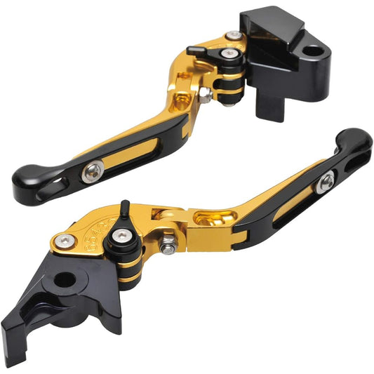 BigOne Billet Lever Set Foldable Gold/Black Gold Black Balios 2 EX-4 KLE400 ZRX400 ZRX2 ZXR400 ZZ-R250 ZZR250 Estrella Zephyr 400 Zephyr χ