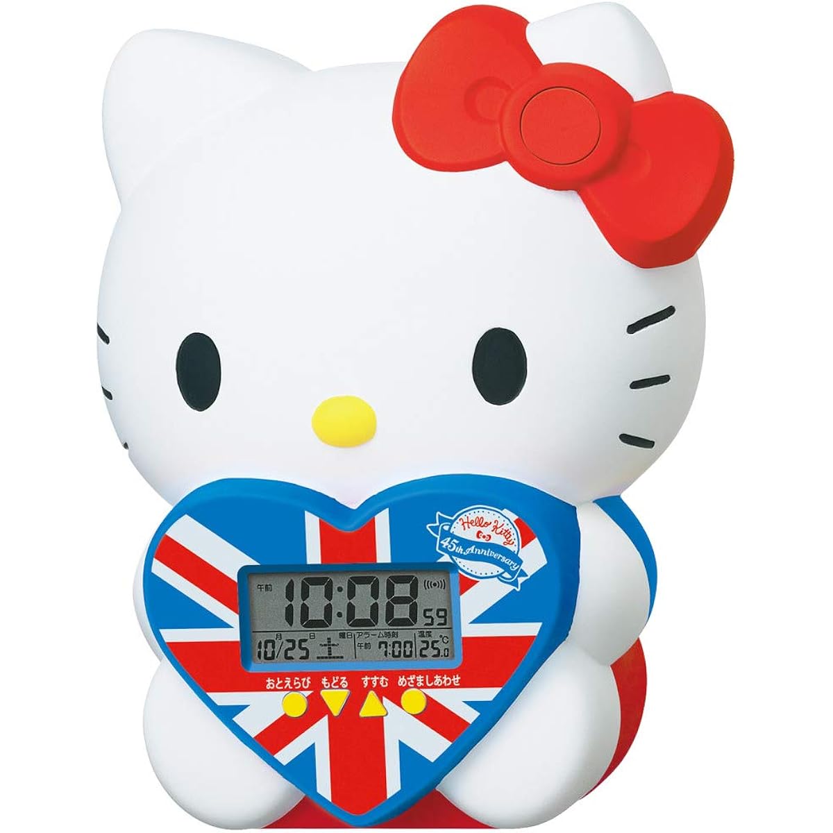 Seiko Clock Table Clock White Body Size: 17.9x14.7x11.9cm Hello Kitty Alarm Clock Digital JF801A