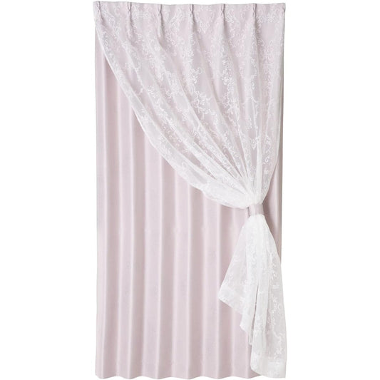 Francfranc Bliss x Lucilla Double Curtain Width 100cm x Length 200cm Light Purple (Lace & Drape 1 Piece Ornament Pattern Plain)