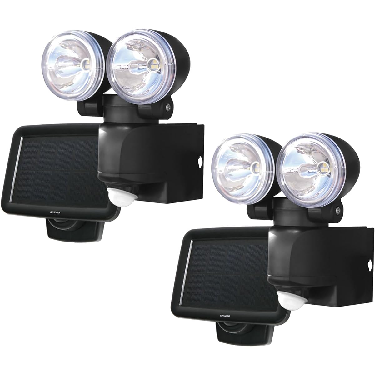 Comes with a 1.3W large solar panel that fully charges in about half a day!! GWSOLAR LED motion sensor light [Set of 2] Compact design, 2-light type, waterproof specification, brightness 500 lumens, white color, 5m coat, clamp stand included, various ins