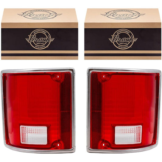 BROCK replacement driver and passenger seat set tail light lens chrome trim 5968329 5968330 compatible