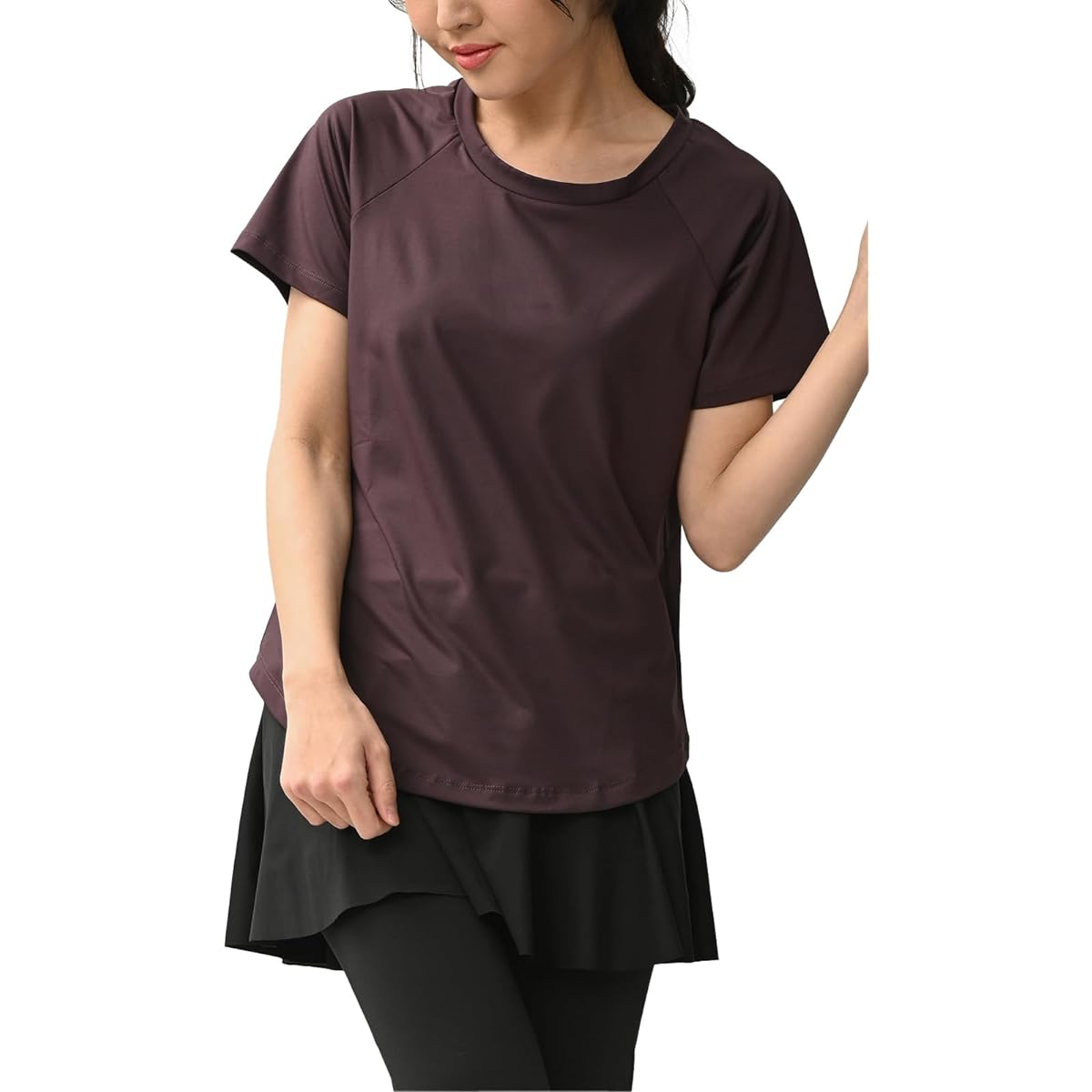 [JANJAM] Large Size Women's Tops T-shirt Short Sleeve Raglan Sleeve Mesh Switching Sportswear Gym Fitness