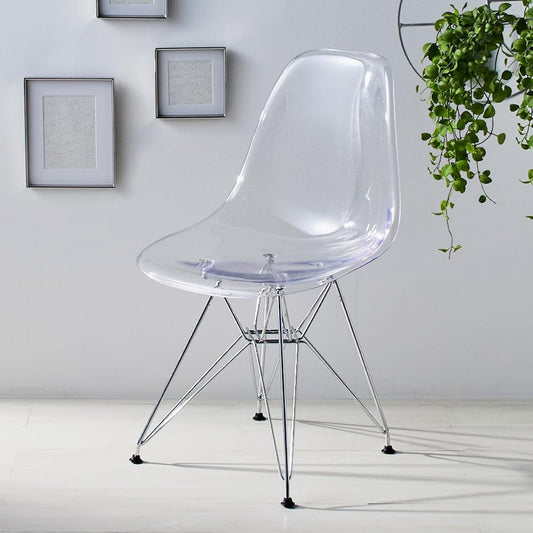 IRIS PLAZA Smooth Curved Design Chair, Body Fit, Stainless Steel Legs, Comes with Scratch-Proof Felt, 46.5 x 52.5 x 82cm, Clear EPC-47