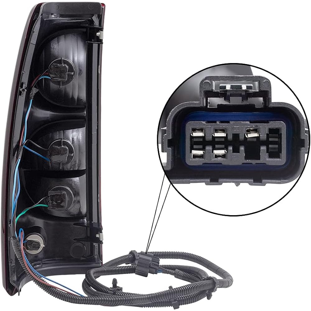 BROCK replacement passenger seat tail light lens bulb and wiring harness 2004-2007 Silvalard Fleet side pickup truck 19169005