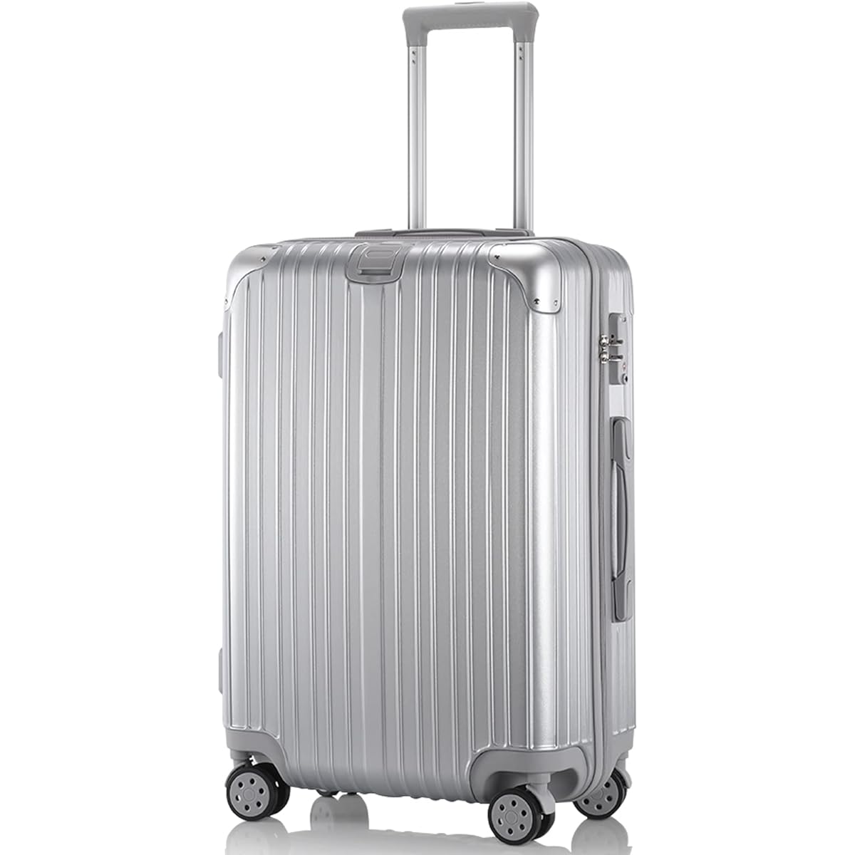 [ISUKI] Suitcase Carry Case Carry Bag Carry-on Zipper Ultra Lightweight Zipper Shockproof Popular 360 Degree Rotation Quiet Double Casters Equipped with TSA Roke Travel Business Business Silver Silver S Size Approx. 42L