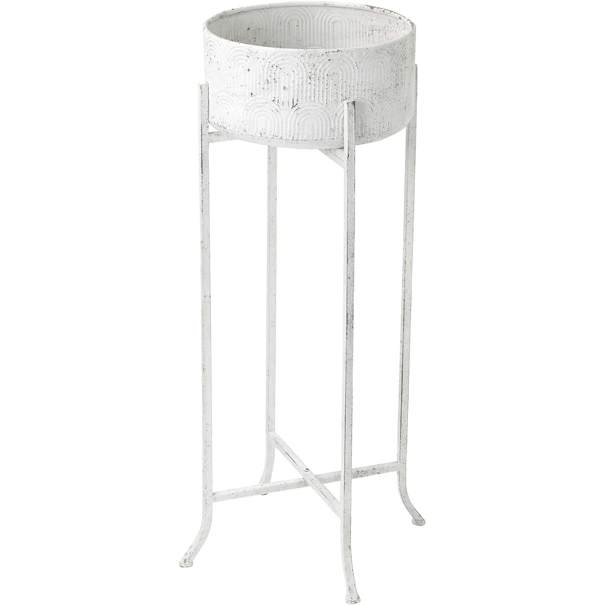 SPICE OF LIFE Pot Cover Archline Pot with Iron Stand Shabby White M Size Diameter 32cm Height 87.5cm Assembly Type YHGT5052