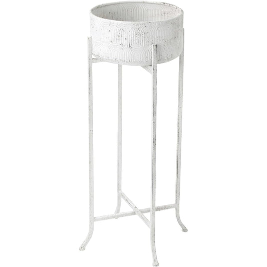 SPICE OF LIFE Pot Cover Archline Pot with Iron Stand Shabby White M Size Diameter 32cm Height 87.5cm Assembly Type YHGT5052