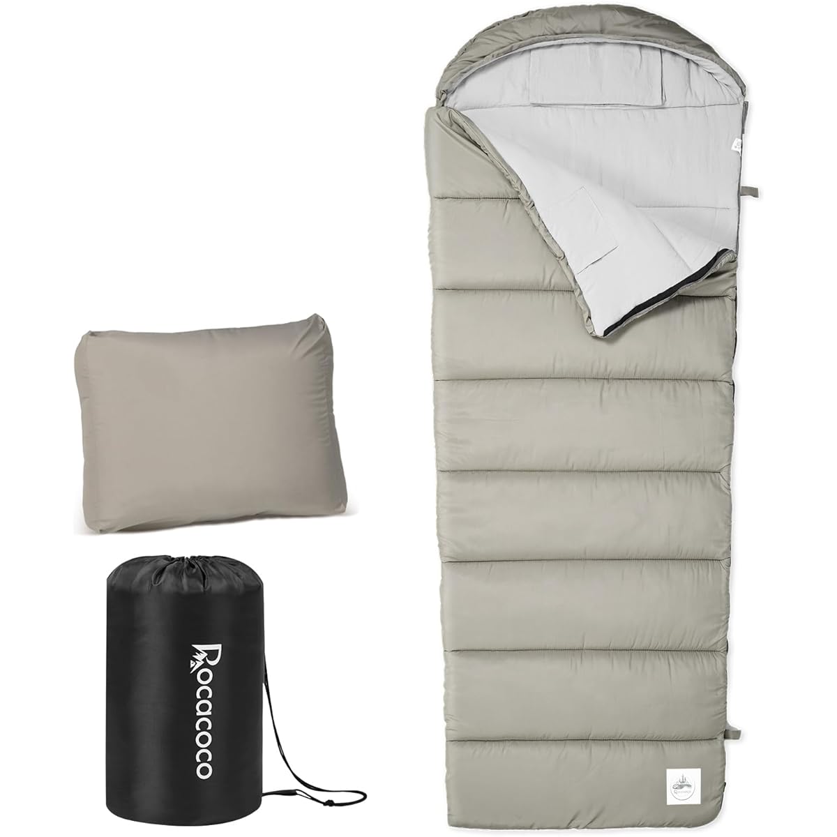 Rocacoco Sleeping Bag, Envelope Shape, -15°C Cold Resistant, Waterproof, For Outdoor Camping, Sleeping in the Car, Disaster Prevention, Fully Washable, All Seasons, Summer, Winter, Storage Bag Included