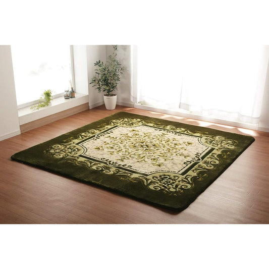 Ikehiko Rug Carpet 4 Tatami Volume Type Dynasty Pattern "Charmant" Green Approx. 200 x 300cm (Inner Material: Urethane 15mm)