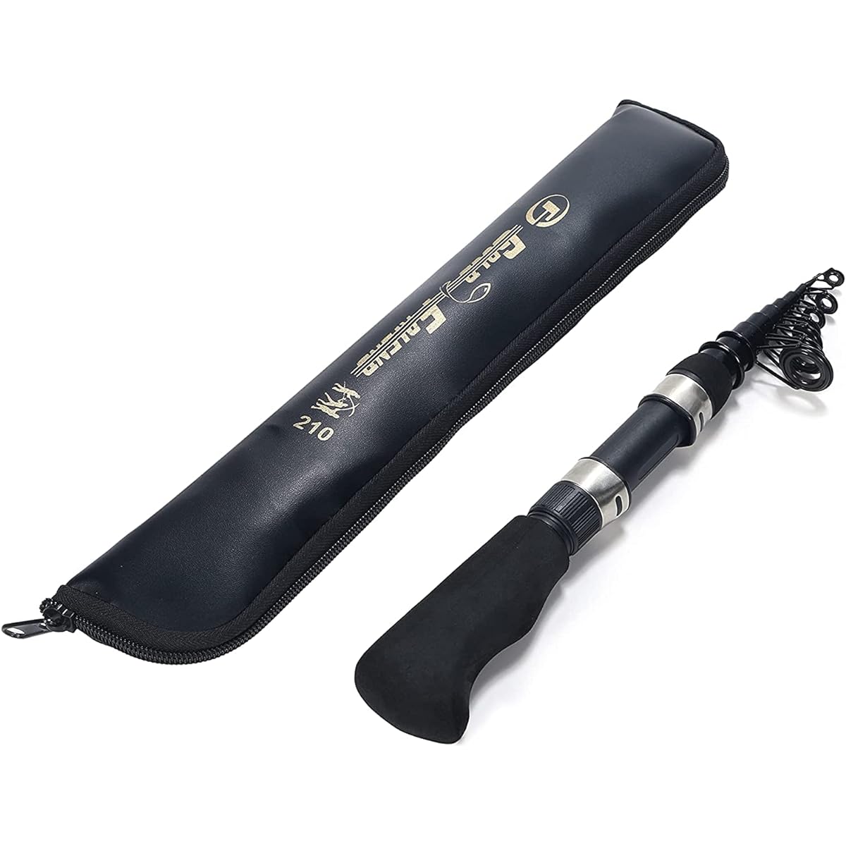 VILTAGE Compact rod approximately 200cm for spinning, approximately 32cm when stored, storage case included, fitted grip
