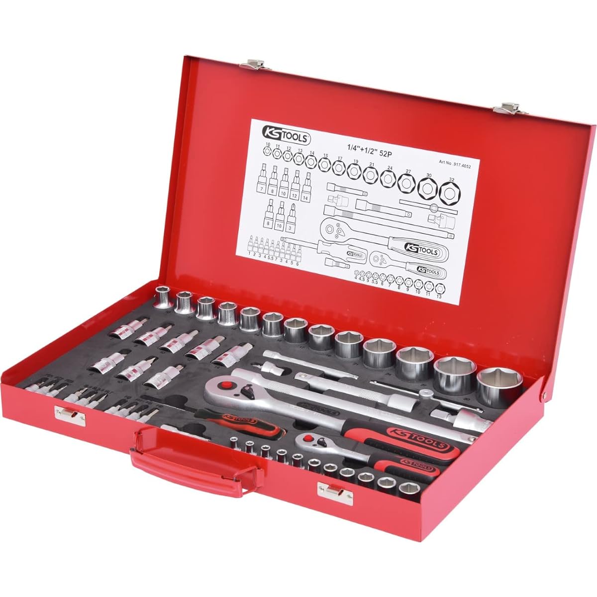 KS TOOLS 1/4" +1/2" Socket set 52 pcs 917.4052