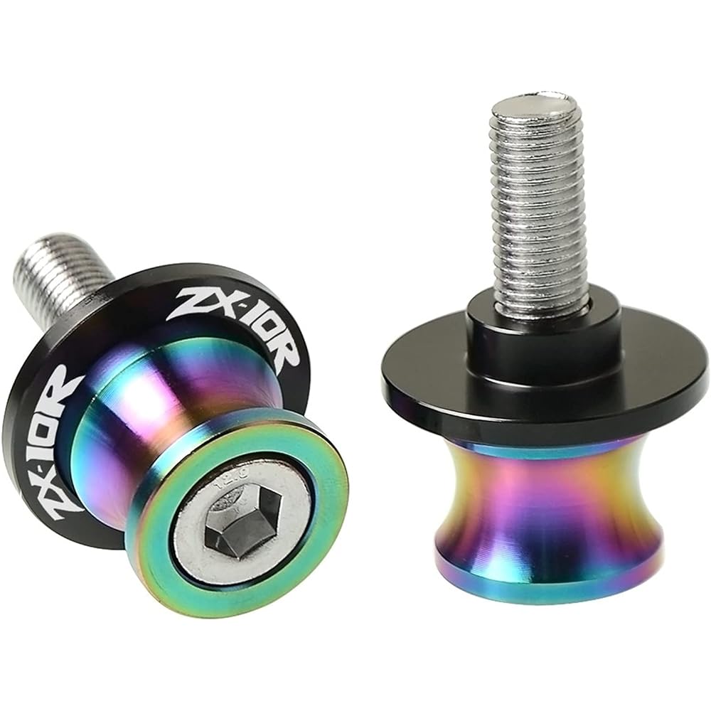 Stand Screw Slider Moto Accessories Plated Colorful Swing Arm Slider Spool 10mm Stainless Steel Suitable for Kawasaki Ninja ZX-10R ZX10R (Color: 1)