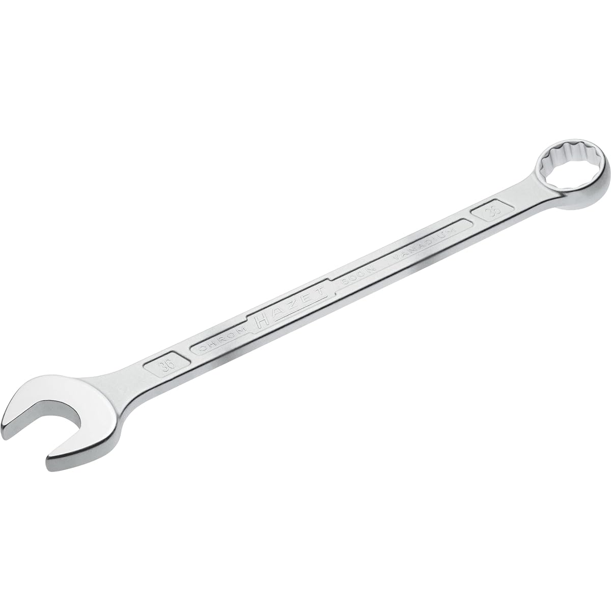 HAZET Combination Spanner Silver Chrome Plated Combination Spanner Head Angle 15° Outer Diameter Double Hexagonal Flat Width 36mm Sturdy HAZET Double T Profile [Regular Japanese Import Product] 600N-36