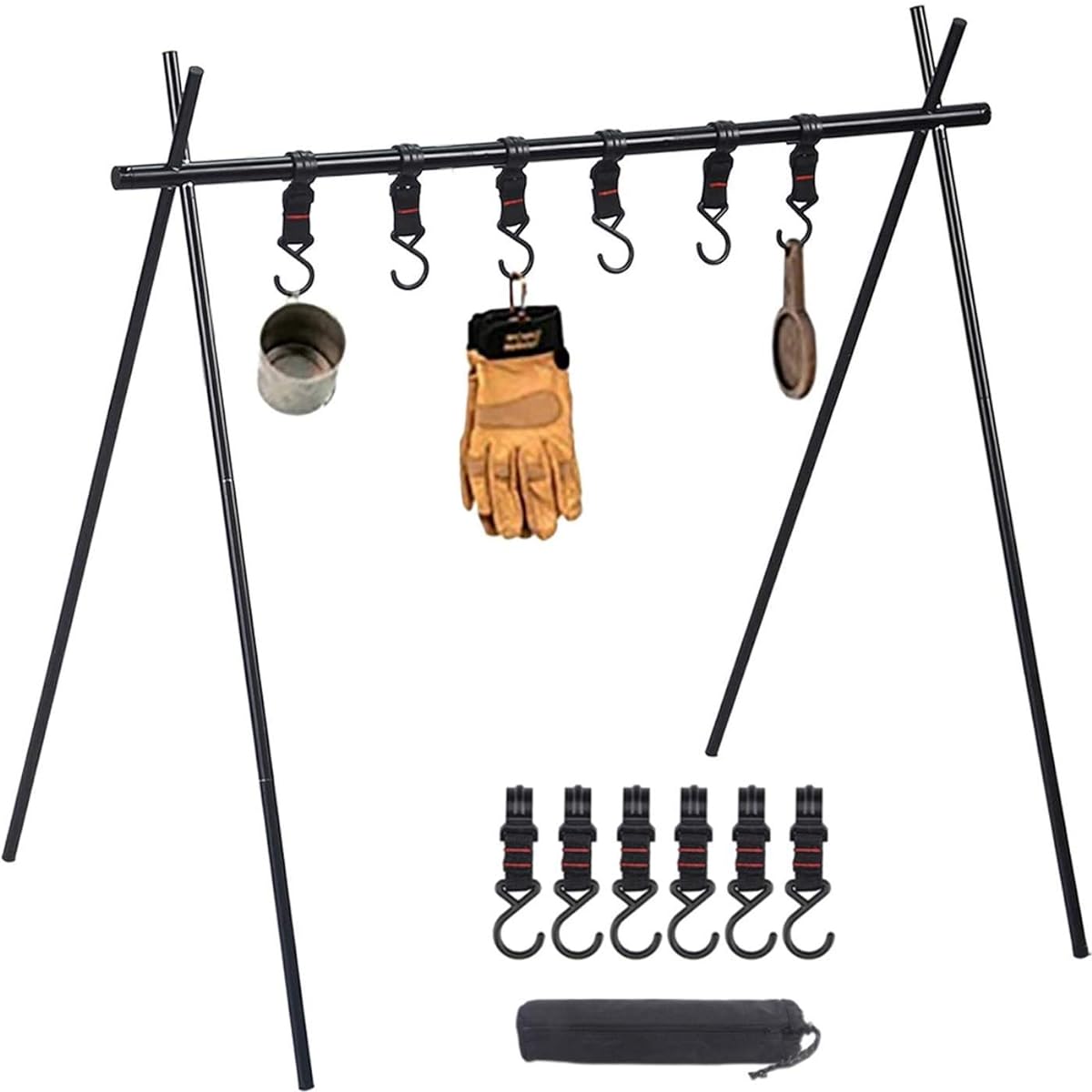 Hanging Rack Lantern Stand Lantern Hanger Moyot Aluminum Alloy Outdoor Camping Foldable Lightweight 6 Movable Hooks Comes with Dedicated Storage Bag