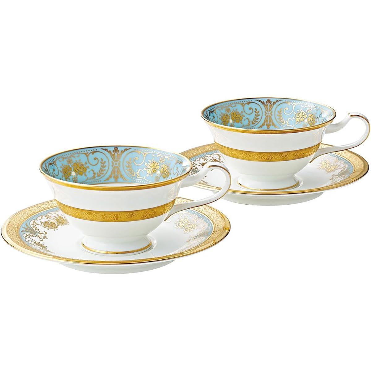 Noritake Cup & Saucer (Pair Set) (Coffee Tea) 220cc Georgian Turquoise 2 Bone China P59587/4857