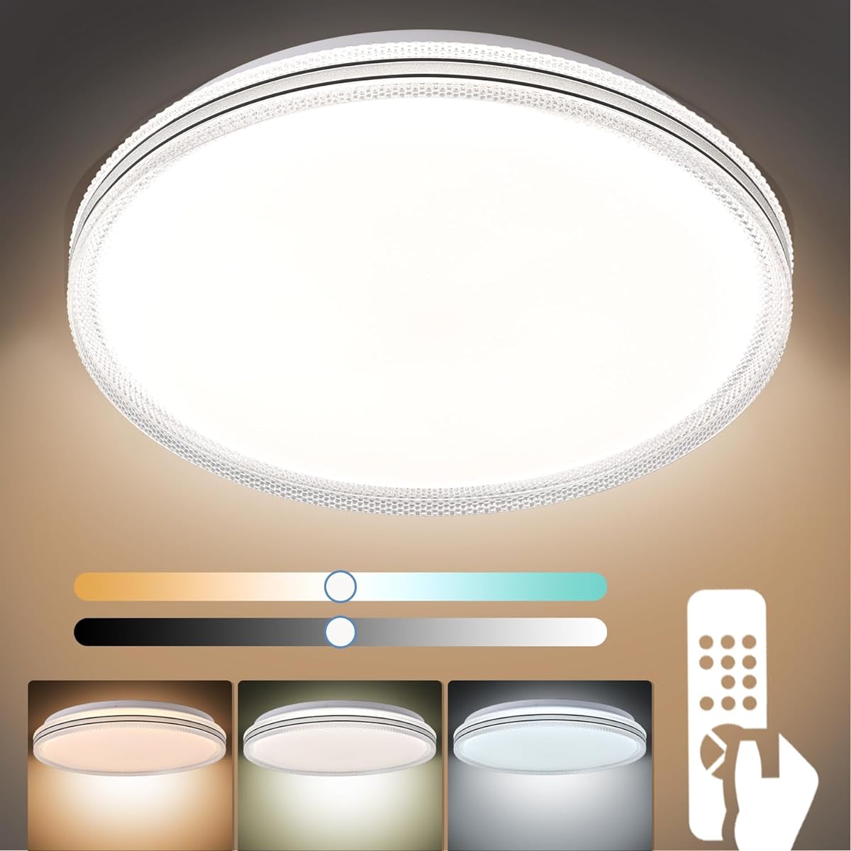 YOULIN LED ceiling light, 10 tatami - 12 tatami mats, with remote control, stepless dimming and color adjustment, crystal design, night light mode, 1/30/60 minute sleep timer, ceiling light, Japanese room, entrance, bedroom, kitchen