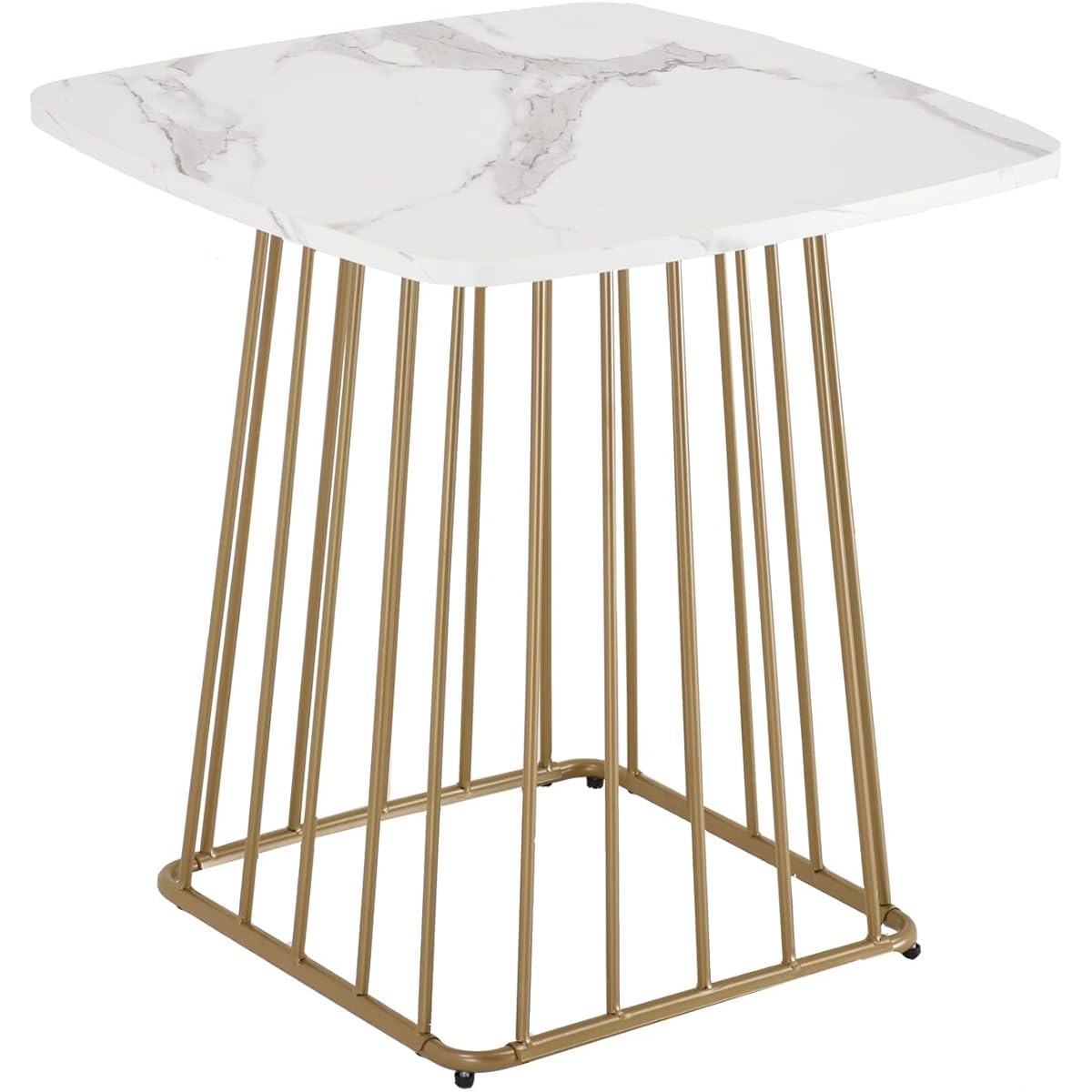 MONCOT ET391-WH Side Table, Bedside Table, Stylish, Night Table, Marble, Gold, White, Side Table, Coffee Table, Living Room, Bedroom, Sofa, Table, Interior Furniture, White Center Table, Living Room,