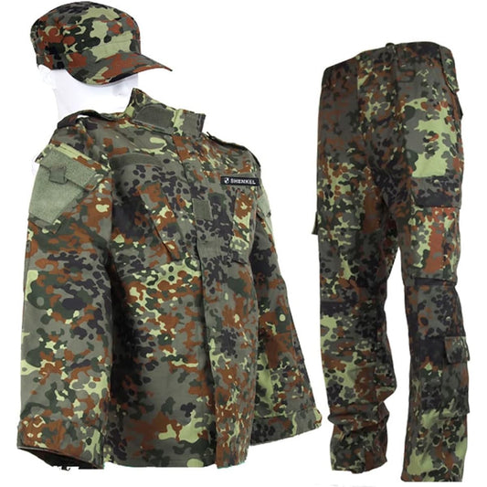 [SHENKEL] Camouflage Clothing Top and Bottom Military Cap Set German Flexter Camo XS [Waist 70-74cm] bdu-gm01-XS [Parallel Import]