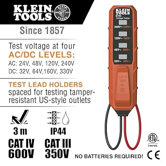 Klein Tools 80097 Tester Kit for Beginner GFCI Outlet and Receptacle Tester Electronic voltage tester Non -contact voltage tester 3 piece red