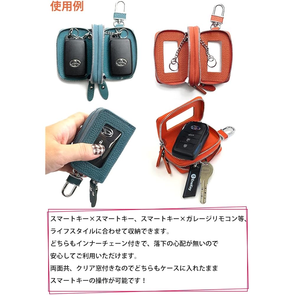 [AWESOME] Smart key case Double zipper type with clear windows on both sides Orange ASK-2CMW001