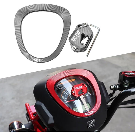 MAORANG FOR CROSS CUB CC110 2023 Motorcycle Accessories Key Protection Case Dashboard Instrument Frame Cover Trim cc110 Motorcycle Accessories (Titanium Color)