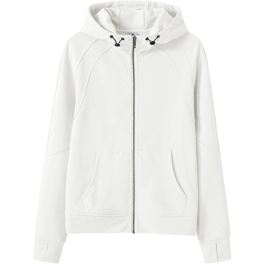 [Gopune] Women's Sweatshirt, Parka, Full Zip, Jersey, Hooded, Running Jacket, Sweat Absorbent, Climbing Clothes, Stretch, Golf Wear, Sportswear, With Finger Holes, Spring/Autumn Clothes