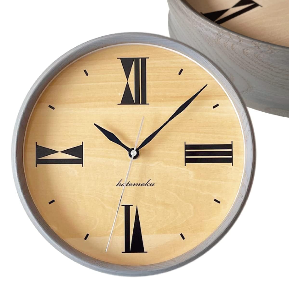 KATOMOKU muku clock 17 gray radio clock continuous second hand km-118GRRC φ306mm