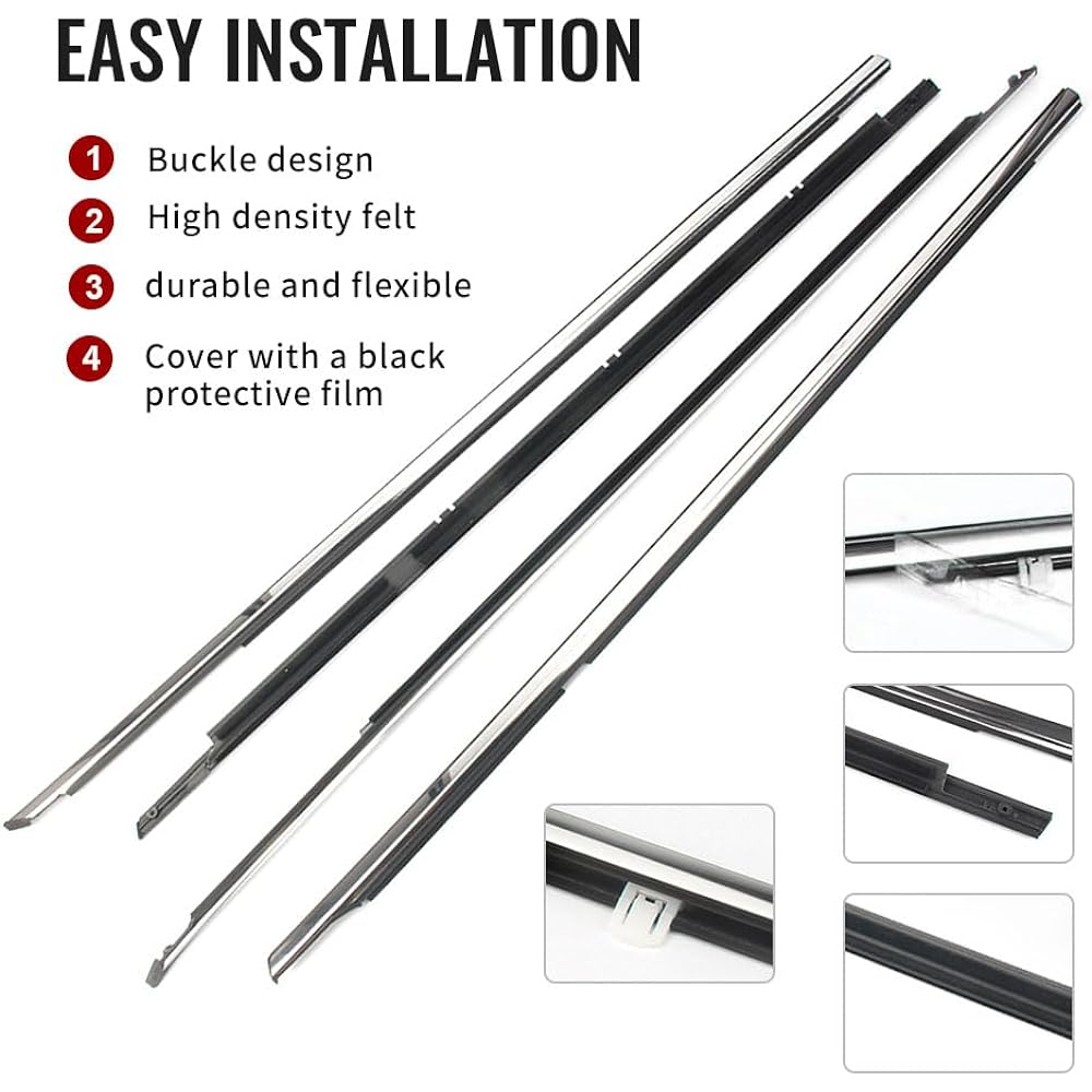 NEWSMARTS Weather Strip Weather Strip Windout Trim Toyota Tandra CREWMAX 2007-2018 Window Seal Outside Parts for 2019