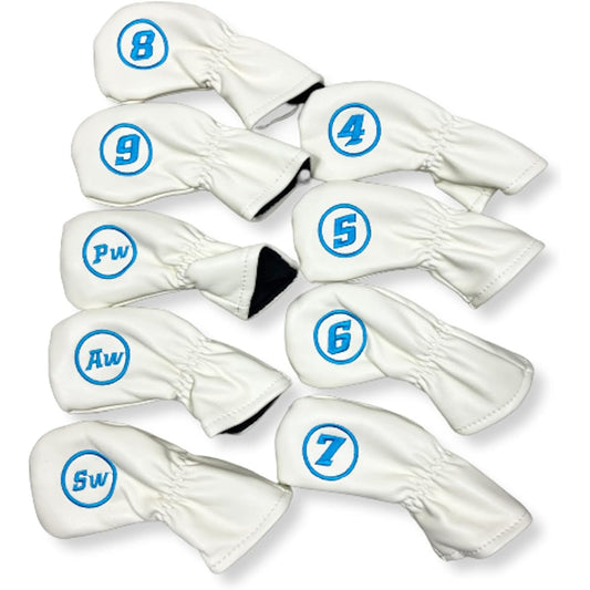 anddat Iron Head Cover Wedge Cover PU Leather Set of 9 Embroidery Golf Club Men's Accessories Sports Gear Present Celebration