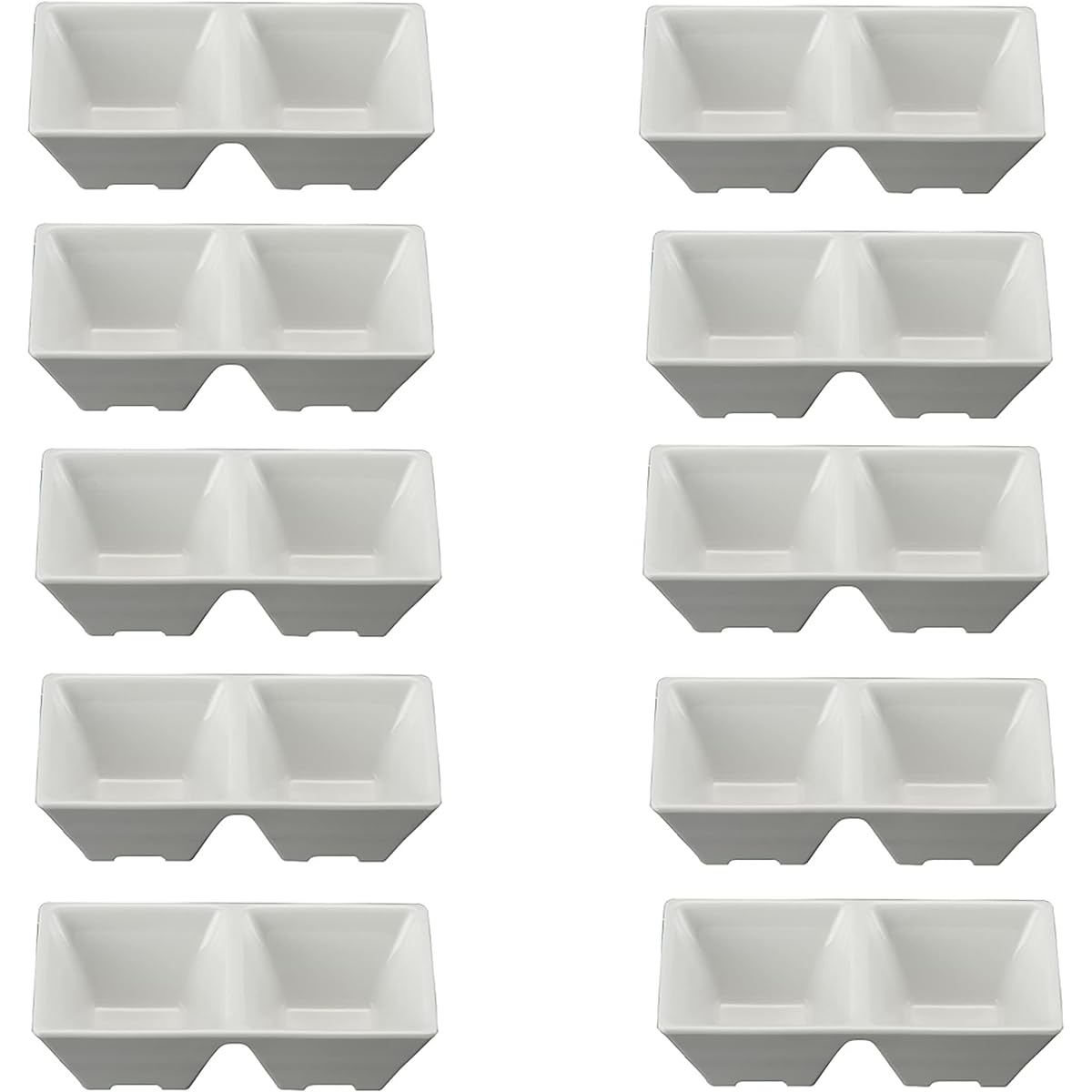 MARUKEI Double square small bowl 13.9 x 7 x H4.2cm 170ml White Made in Japan Break-resistant Dishwasher safe Stackable "Crysta" E139 IWD Set of 10 [Commercial use set]