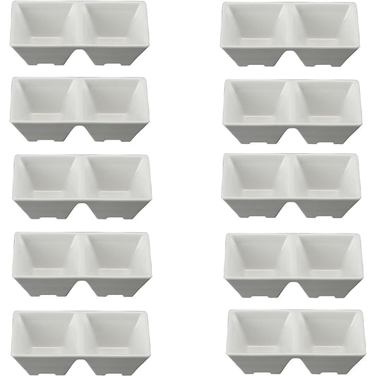 MARUKEI Double square small bowl 13.9 x 7 x H4.2cm 170ml White Made in Japan Break-resistant Dishwasher safe Stackable "Crysta" E139 IWD Set of 10 [Commercial use set]
