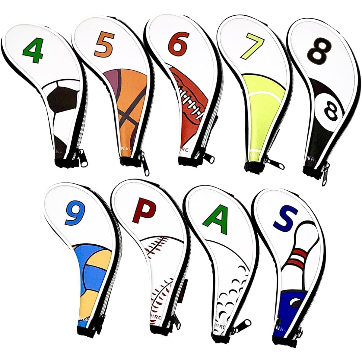 [AVANCE RAYS] Iron Cover Golf Head Cover Stylish Waterproof with Zipper Set of 9